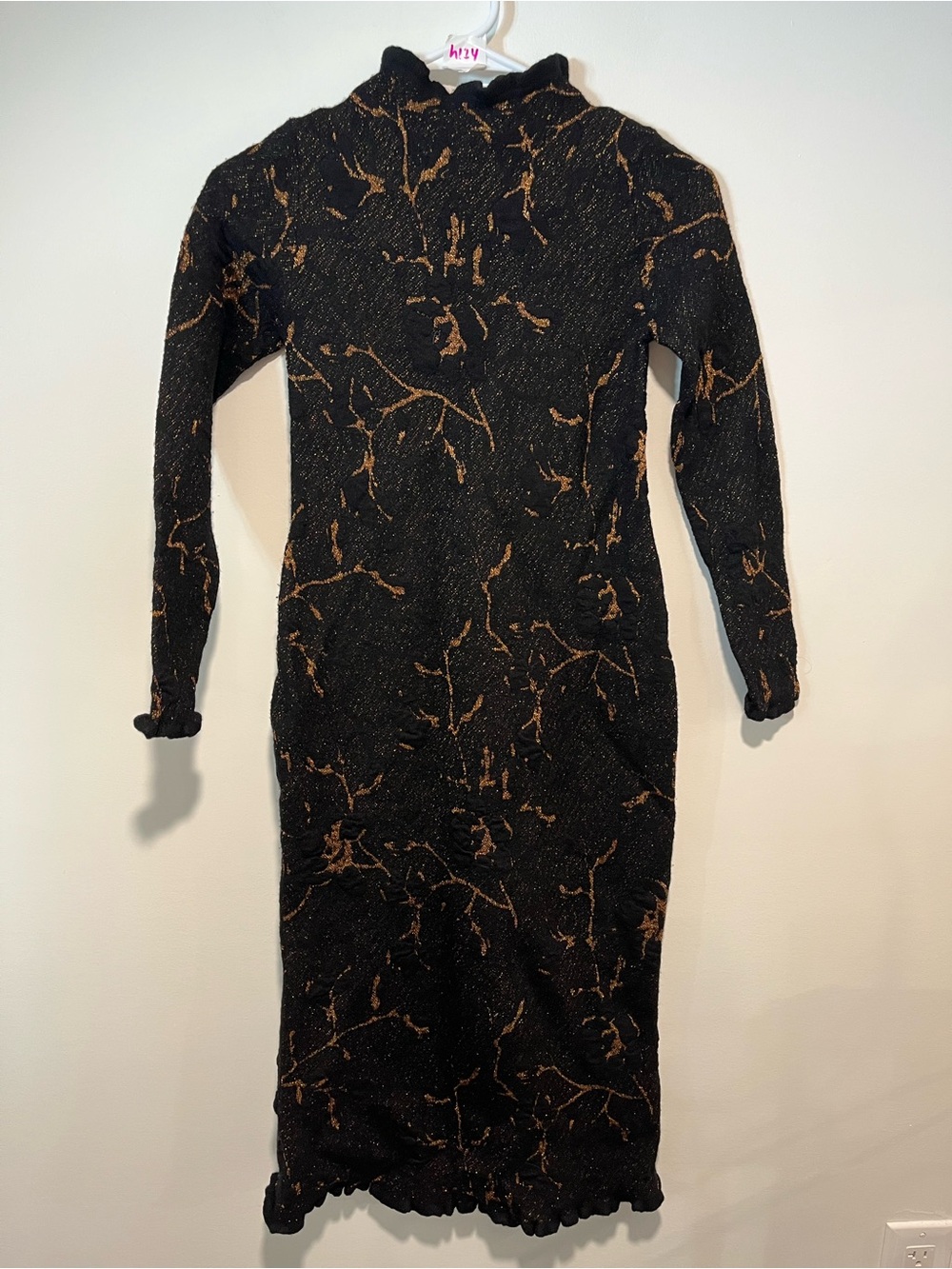 Marie Oliver Black Maxi Dress with Brown Marbled Print - Picture 6 of 13